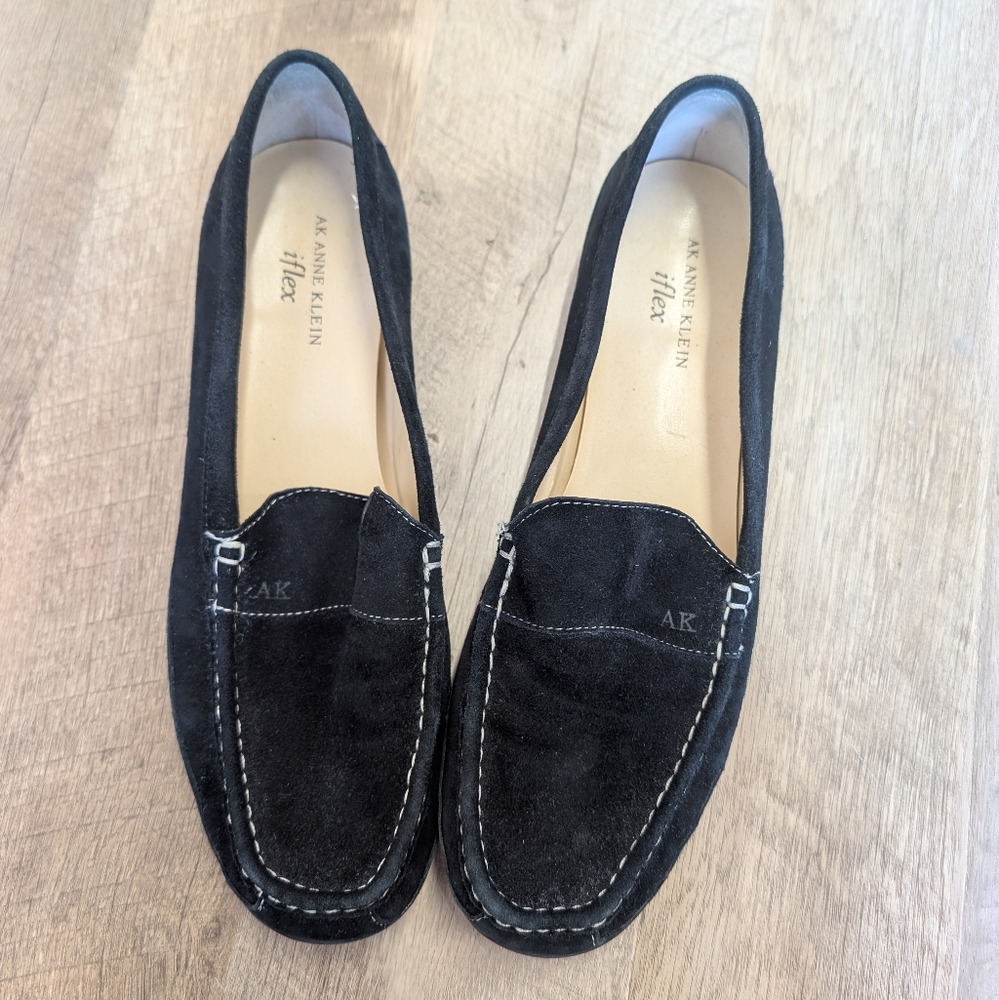 Anne Klein Black Suede Loafers